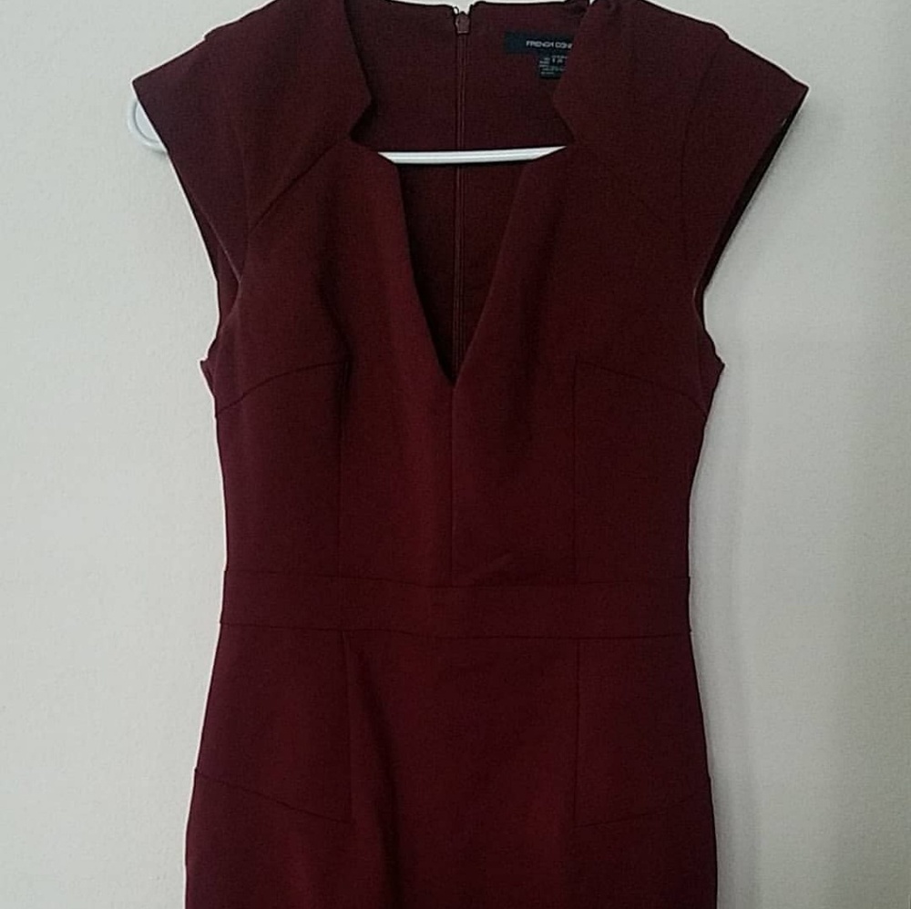 Burgundy french connection midi dress
